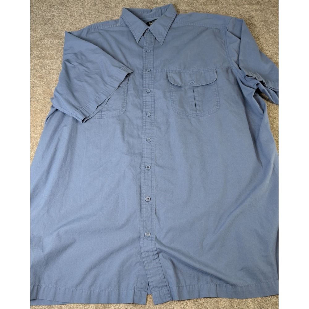Harbor Bay Mens 3XLT Short Sleeve Shirt Double Chest Pocket Blue EUC